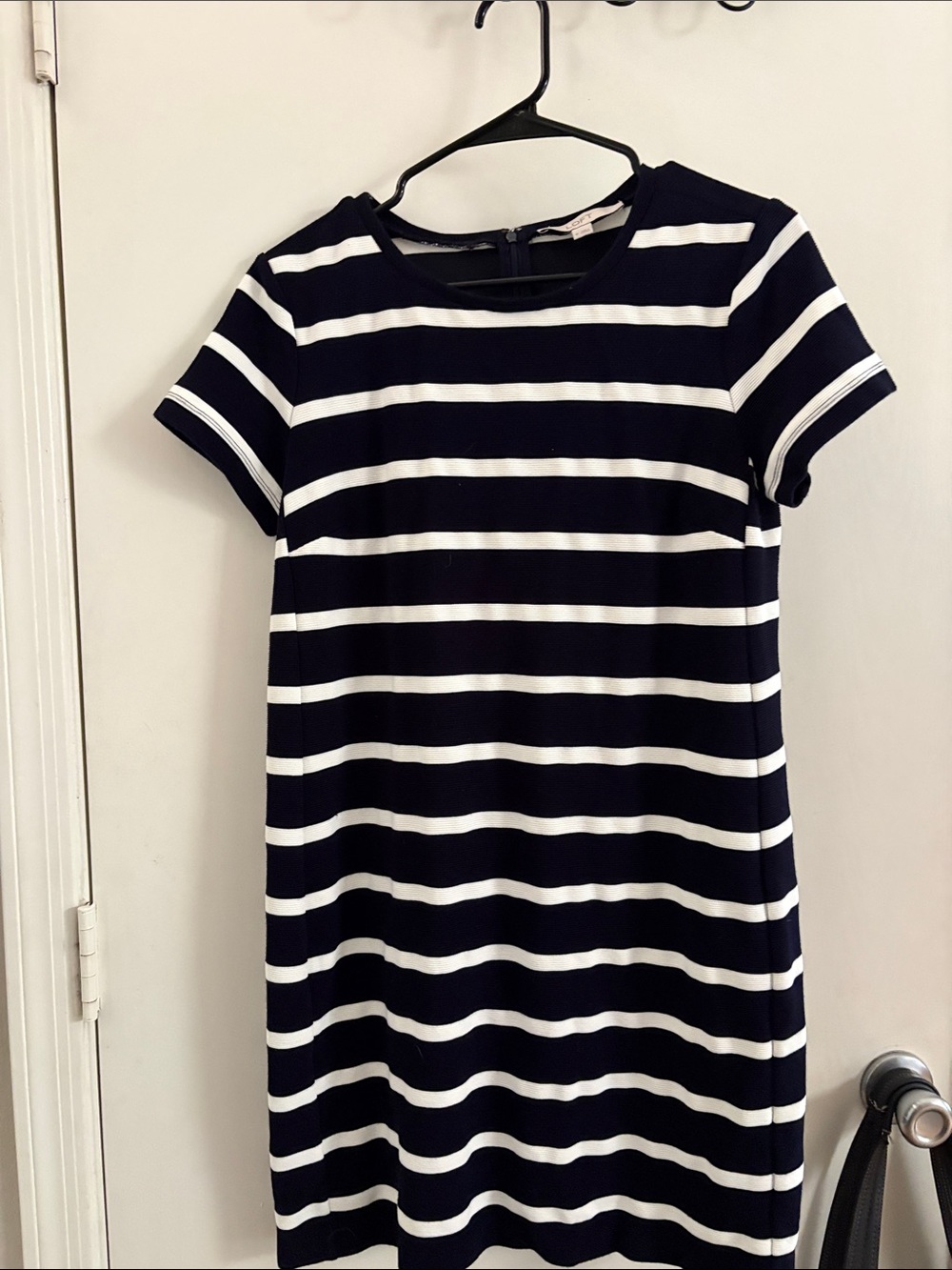 LOFT Striped Short Sleeve Shift T-Shirt Dress - Navy & White SZ M Nautical